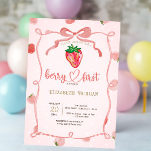 Invitation Parties scintillant Frame fraise Baby shower rose