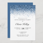 Invitation Parties scintillant frontière Anniversaire, bleu m (Devant / Derrière)