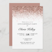 Invitation Parties scintillant frontière Anniversaire, Rose o (Devant / Derrière)