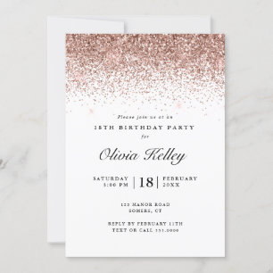 Invitation Parties scintillant frontière Anniversaire, Rose o