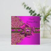 Invitation Parties scintillant Fuchsia bijou rose fête d'anni (Debout devant)