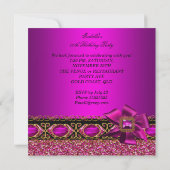 Invitation Parties scintillant Fuchsia bijou rose fête d'anni (Dos)