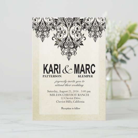 Invitation Parties scintillant Gatsby noir et blanc Mariage (Debout devant)