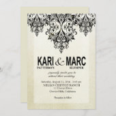 Invitation Parties scintillant Gatsby noir et blanc Mariage (Devant / Derrière)