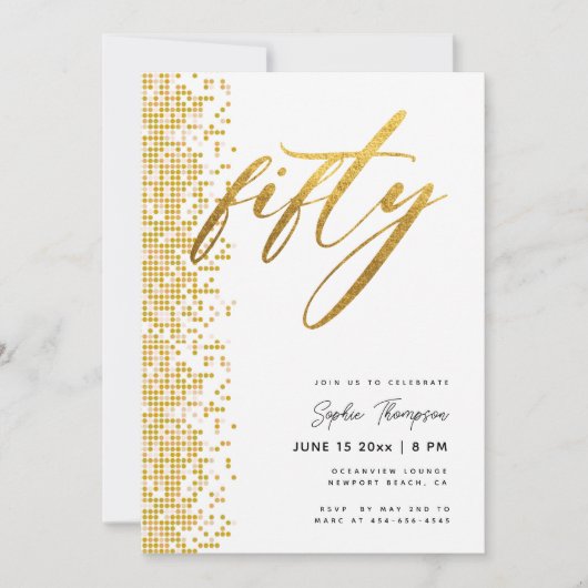 Invitation Parties scintillant géométrique en or blanc Élégan (Devant)