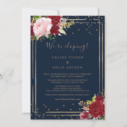 Invitation Parties scintillant géométrique en or et réception (Devant)