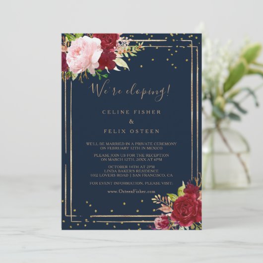 Invitation Parties scintillant géométrique en or et réception (Debout devant)