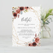 Invitation Parties scintillant géométrique Gold BabyQ Baby sh (Debout devant)