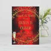 Invitation Parties scintillant géométrique Rouge Noir Brunch  (Debout devant)