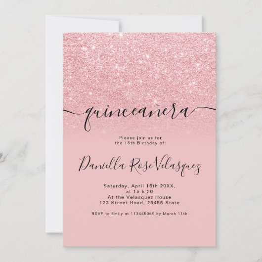 Invitation Parties scintillant girly chic scintille rose ombr (Devant)