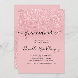 Invitation Parties scintillant girly chic scintille rose ombr