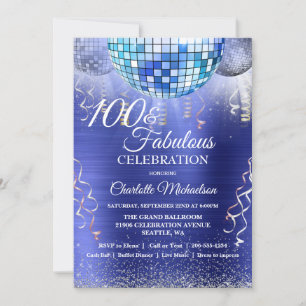 Invitation Parties scintillant Glam 100e anniversaire Blue Di