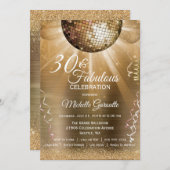 Invitation Parties scintillant Glam 30 et Fabulous Gold Disco (Devant / Derrière)