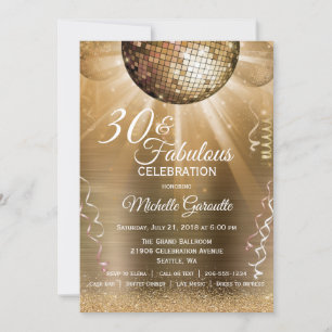 Invitation Parties scintillant Glam 30 et Fabulous Gold Disco