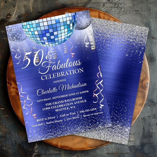 Invitation Parties scintillant Glam 50 et Fabulous Blue Disco