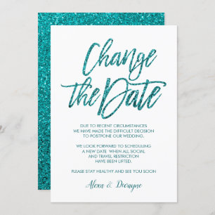 Invitation Parties scintillant Glam Aqua annulée Mariage repo