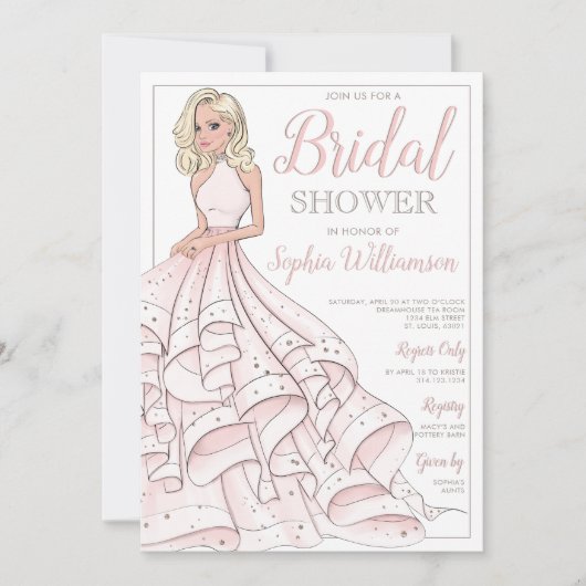 Invitation Parties scintillant Glam Blonde Bride Fête des mar (Devant)