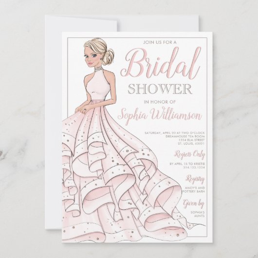 Invitation Parties scintillant Glam Blonde Bride Fête des mar (Devant)