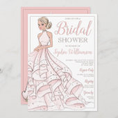 Invitation Parties scintillant Glam Blonde Bride Fête des mar (Devant / Derrière)