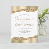 Invitation Parties scintillant Glam Gold Foil Quinceañera (Debout devant)