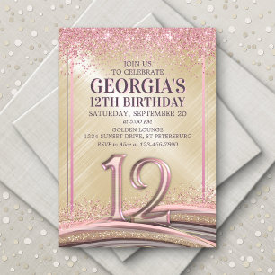 Invitation Parties scintillant Glam Rose Gold 12e anniversair