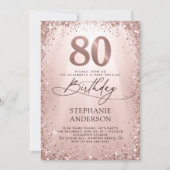 Invitation Parties scintillant Glam Rose Gold Calligraphie 80 (Devant)