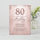 Invitation Parties scintillant Glam Rose Gold Calligraphie 80 (Debout devant)