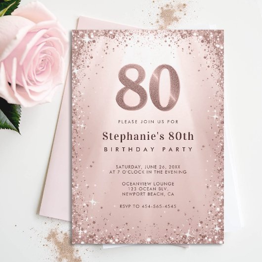 Invitation Parties scintillant Glam Rose Gold Sparkles Chic 8