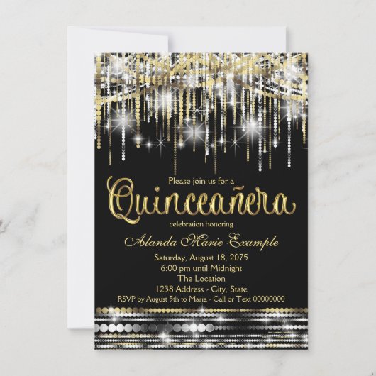 Invitation Parties scintillant Glam Sparkle de Quinceanera no (Devant)