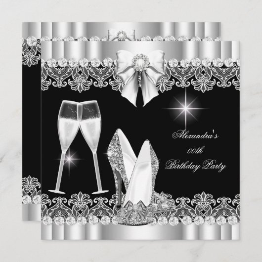 Invitation Parties scintillant Glamor Hi Heures Silver Black  (Devant / Derrière)