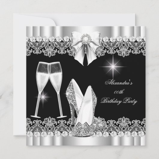Invitation Parties scintillant Glamor Hi Heures Silver Black  (Devant)