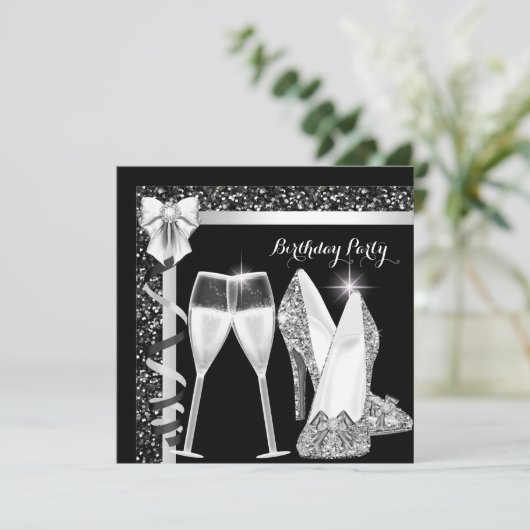 Invitation Parties scintillant Glamor Hi Heures Silver Black  (Debout devant)
