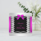 Invitation Parties scintillant Glamor Hot Pink Perles dentell (Debout devant)