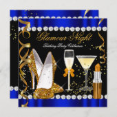 Invitation Parties scintillant Glamor Night Blue Gold Black P (Devant / Derrière)