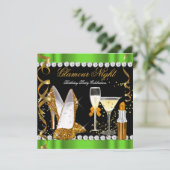 Invitation Parties scintillant Glamor Night Lime Green Gold B (Debout devant)