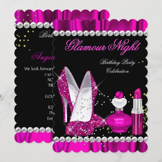 Invitation Parties scintillant Glamor Nuit Profond Rose Gold (Devant / Derrière)
