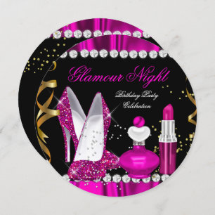 Invitation Parties scintillant Glamor Nuit Profond Rose Gold