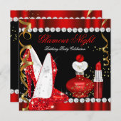 Invitation Parties scintillant Glamor Nuit Rouge Gold Black P (Devant / Derrière)