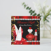 Invitation Parties scintillant Glamor Nuit Rouge Gold Black P (Debout devant)