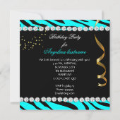 Invitation Parties scintillant Glamor Nuit Turquoise Bleu Or  (Dos)