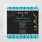 Invitation Parties scintillant Glamor Party Nuit Turquoise Bl (Dos)