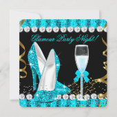 Invitation Parties scintillant Glamor Party Nuit Turquoise Bl (Devant)