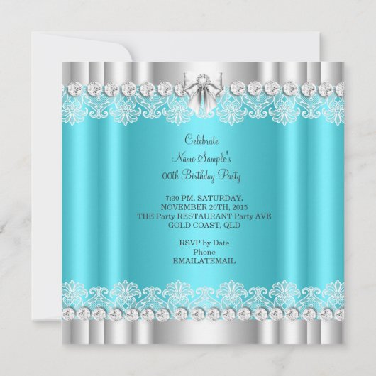Invitation Parties scintillant Glamor Turquoise Hi Heels Lips (Dos)
