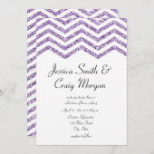 Invitation Parties scintillant Glamour Faux Amethyst Chevron  (Devant / Derrière)