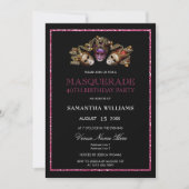 Invitation Parties scintillant glamour Masquerade 40e anniver (Devant)
