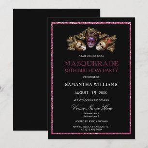 Invitation Parties scintillant glamour Masquerade 50e anniver