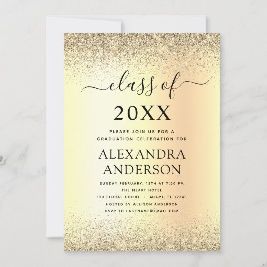 Invitation Parties scintillant Gold Black 2022 Graduation Par (Devant)