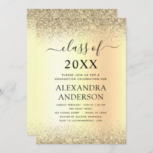 Invitation Parties scintillant Gold Black 2022 Graduation Par