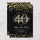 Invitation Parties scintillant Gold Black 40th Birthday Party (Devant / Derrière)