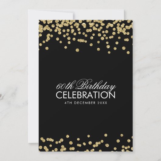 Invitation Parties scintillant Gold Black 60th Birthday Party (Dos)